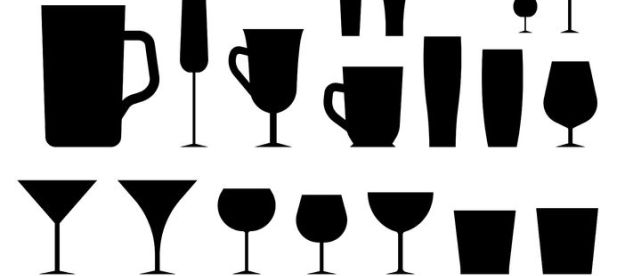 43435311 - set of isolated silhouettes of different glasses. glasses and cups. glass and glass. dishes for alcohol and beverages. empty glasses. alcohol and glass. on a white background